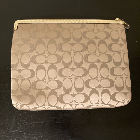 Coach Beige Tablet Case with Pinkish/Red Interior (New Without Tags) - Picture 3 of 3